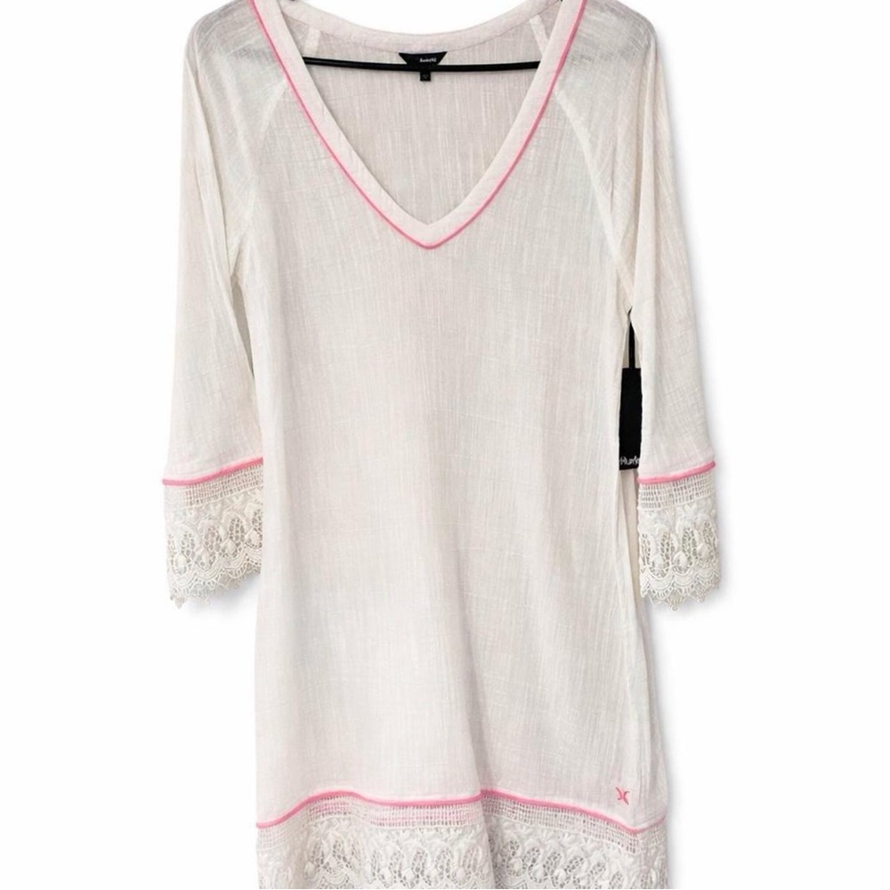 Hurley White Top with Subtle Pink Trim